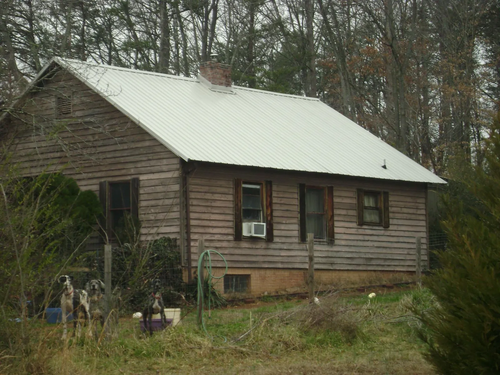 White metal roof on an old wood sided farmhouse, from a Asphalt Shingle Roof Repair job in Hampshire